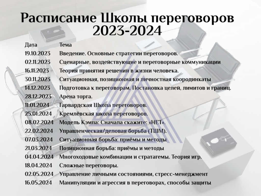 РАСПИСАНИЕ ШКОЛЫ ПЕРЕГОВОРОВ НА 2023/2024 УЧЕБНЫЙ ГОД | СЕРГЕЙ БАРАНОВ